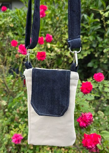 Beyaz Kot Kumaşlı Bel Çantası - Görsel 5