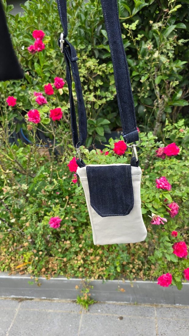 Beyaz Kot Kumaşlı Bel Çantası - Görsel 4