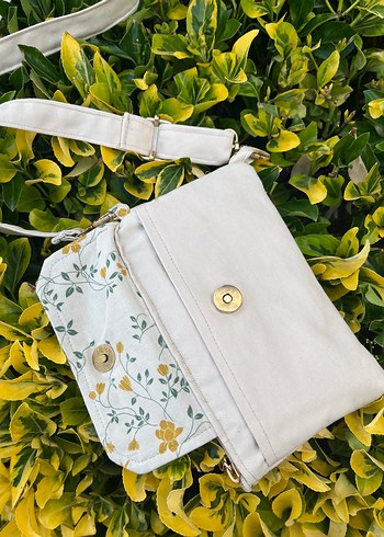 Beyaz Bohem Kadın Çapraz Çanta Fermuarlı - Görsel 4