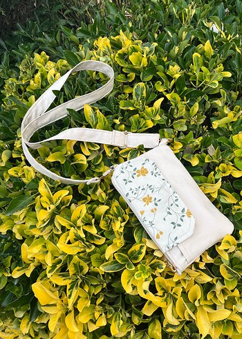 Beyaz Bohem Kadın Çapraz Çanta Fermuarlı - Görsel 7