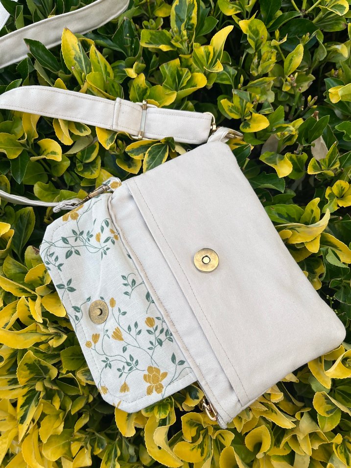 Beyaz Bohem Kadın Çapraz Çanta Fermuarlı - Görsel 4