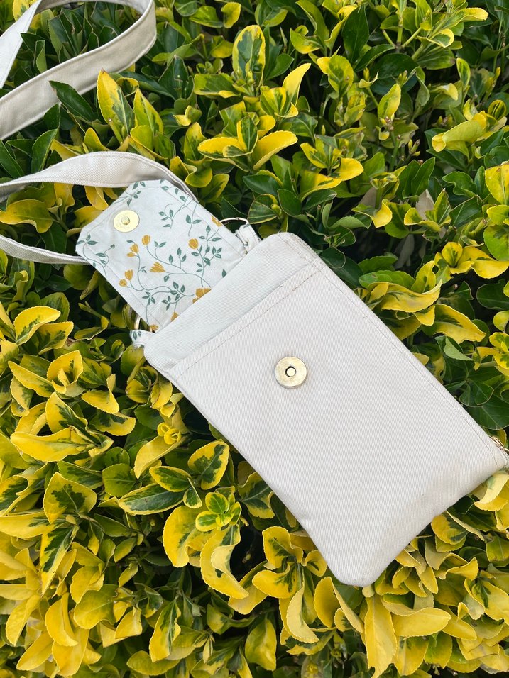 Beyaz Bohem Kadın Çapraz Çanta Fermuarlı - Görsel 2