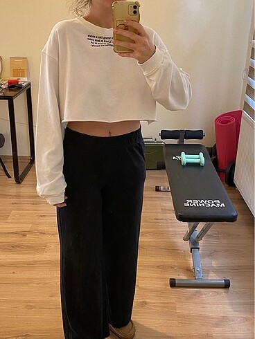 m Beden beyaz Renk Zara Crop Sweatshirt