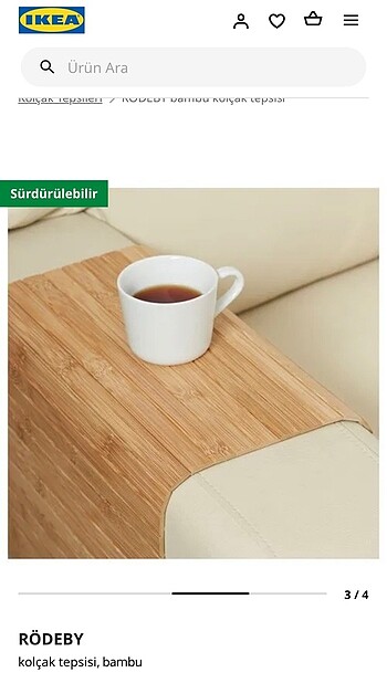  Beden IKEA Koltuk Kolçak Tepsisi Bambu