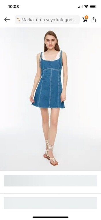 Askılı denim elbise