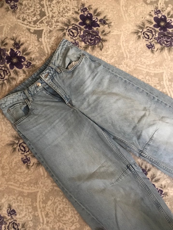 Mavi Pastel Renk Rahat Kesim Kadın Kot Pantolon - Görsel 4