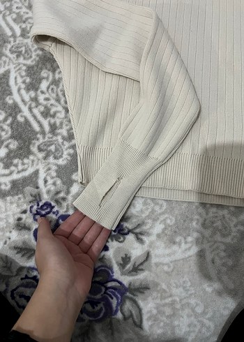 Beyaz Kadın Boğazlı Triko Kazak - Görsel 2