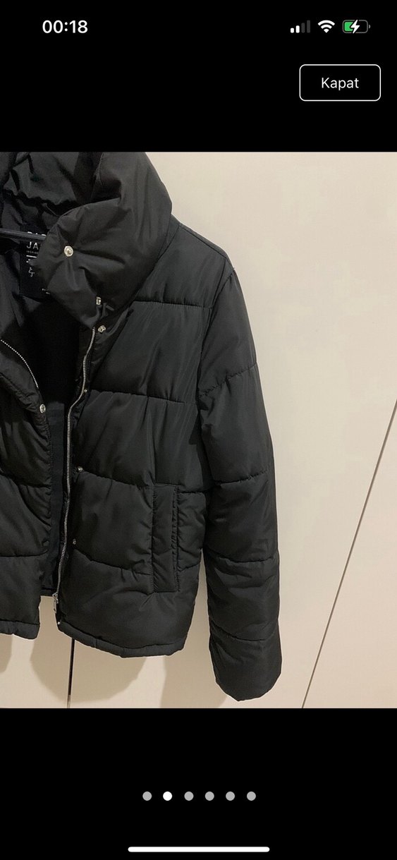 Düğmeli Siyah Kadın Kışlık Mont - Görsel 3