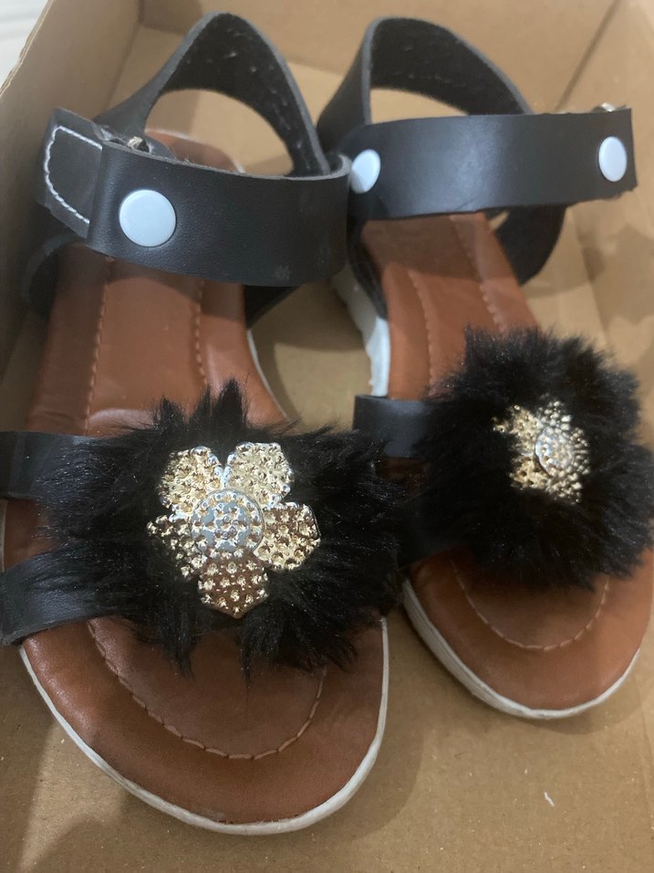 Kız Çocuk Kahverengi Tüylü Bohem Sandalet - Görsel 2