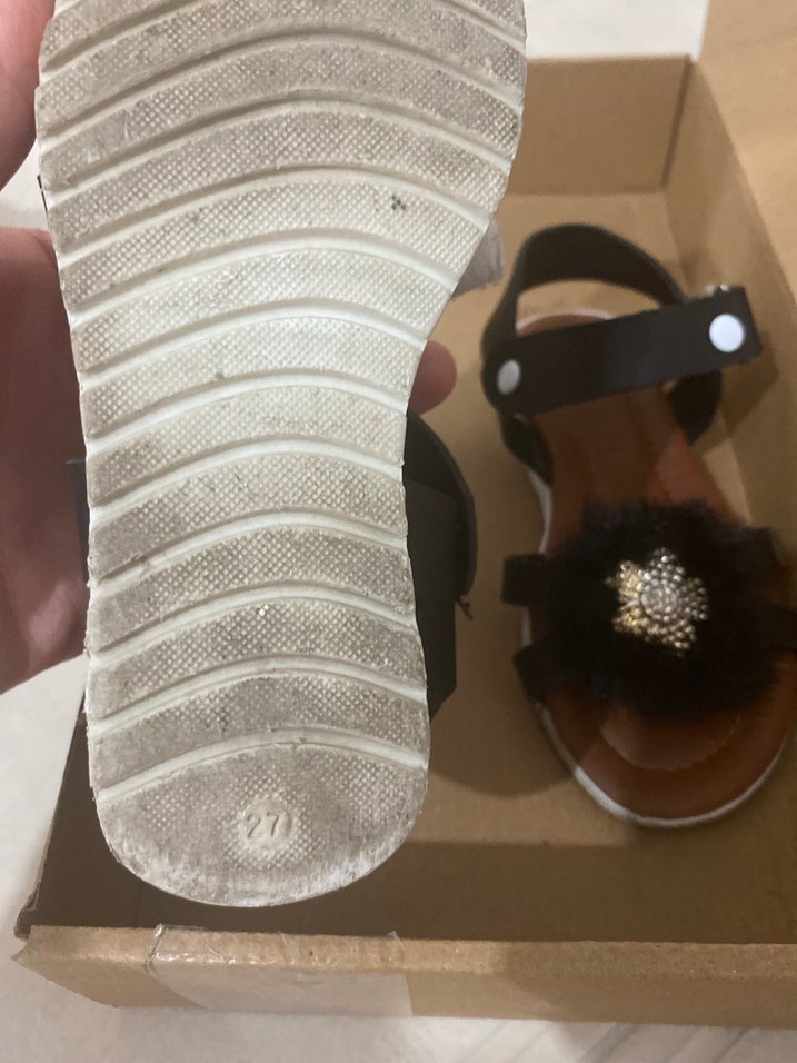 Kız Çocuk Kahverengi Tüylü Bohem Sandalet - Görsel 3