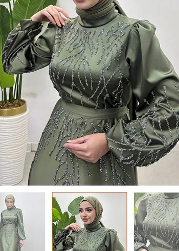 Nakışlı Salaş Uzun Abiye Elbise - Görsel 3