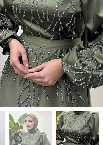 Nakışlı Salaş Uzun Abiye Elbise - Görsel 4