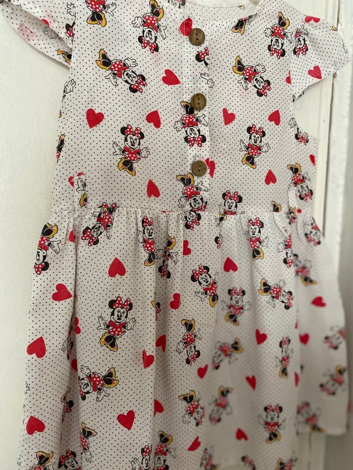 Kız Çocuk Renkli Baskılı Pamuklu Elbise - Görsel 2