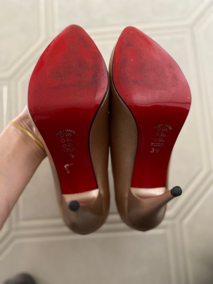 Bej Pliseli Stiletto Kadın Ayakkabı - Görsel 3