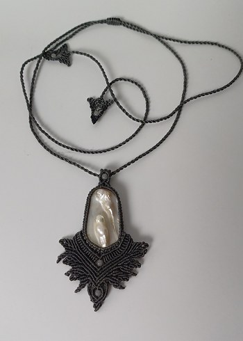 Beden siyah Renk Siyah İşlemeli Mini Gotik Boncuklu Kolye