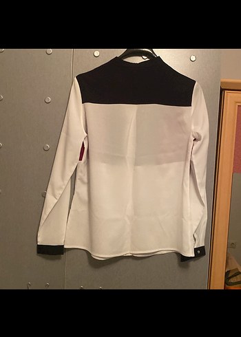 Bordo Siyah Beyaz Düğmeli Uzun Kollu Kadın Gömlek - Görsel 3