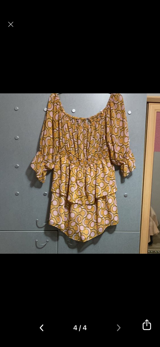 Sarı Bohem Kısa Kol Fırfırlı tulum - Görsel 4