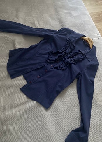 Uzun Kollu Fırfırlı Kadın Keten Gömlek - Görsel 4