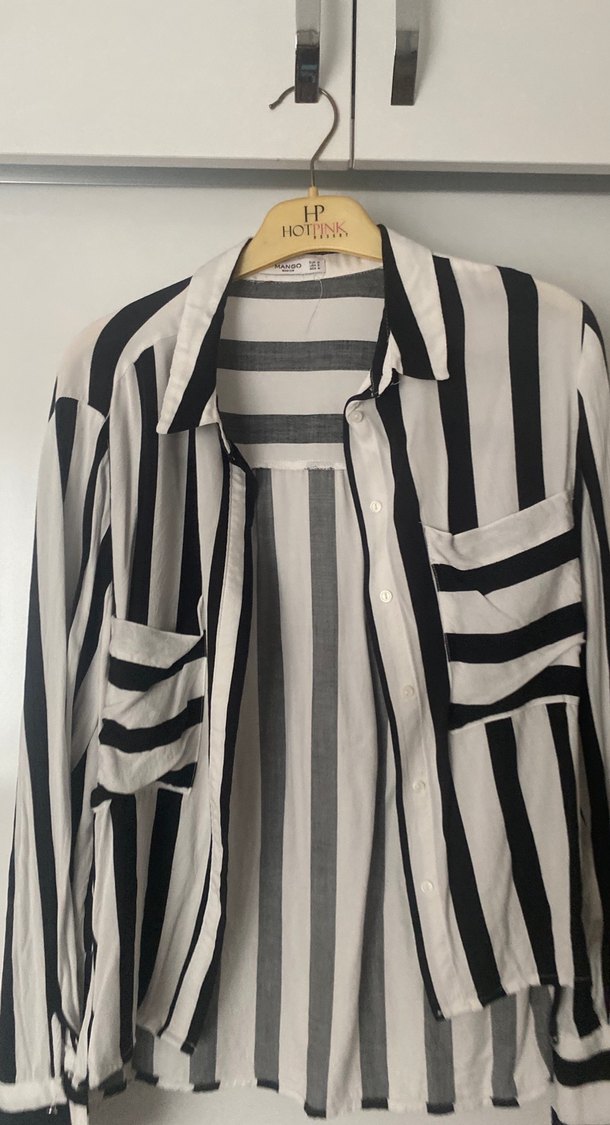 Düğmeli Zebra Desenli Uzun Kollu Gömlek - Görsel 2