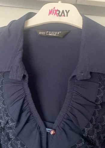 Lacivert İş Gömleği, Düğmeli, Uzun Kollu - Görsel 3