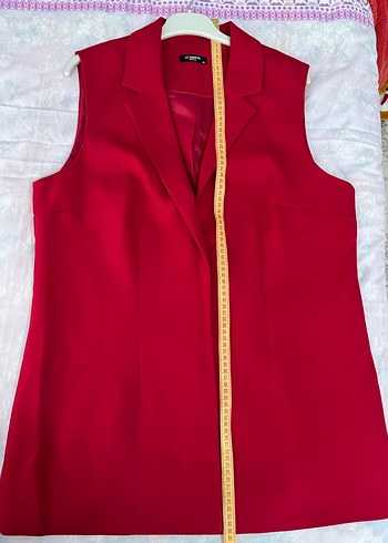 44 Beden kırmızı Renk Kolsuz Kadın Blazer Yelek
