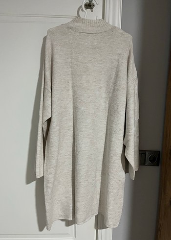 LC Waikiki Bej Yüksek Yaka Triko Midi Kazak