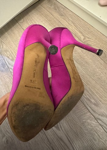 37,5 Beden Pembe Yüksek Topuklu Saten Abiye Ayakkabı