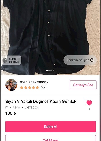 Siyah V Yaka Düğmeli Kadın Gömlek