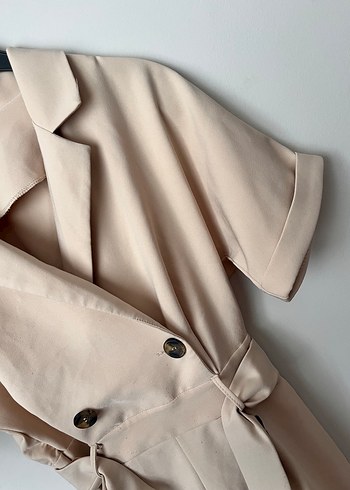 Bej Kısa Kollu Mini Tulum - Görsel 5