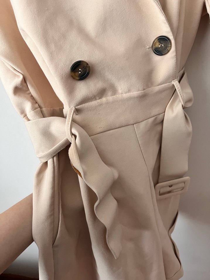 Bej Kısa Kollu Mini Tulum - Görsel 3