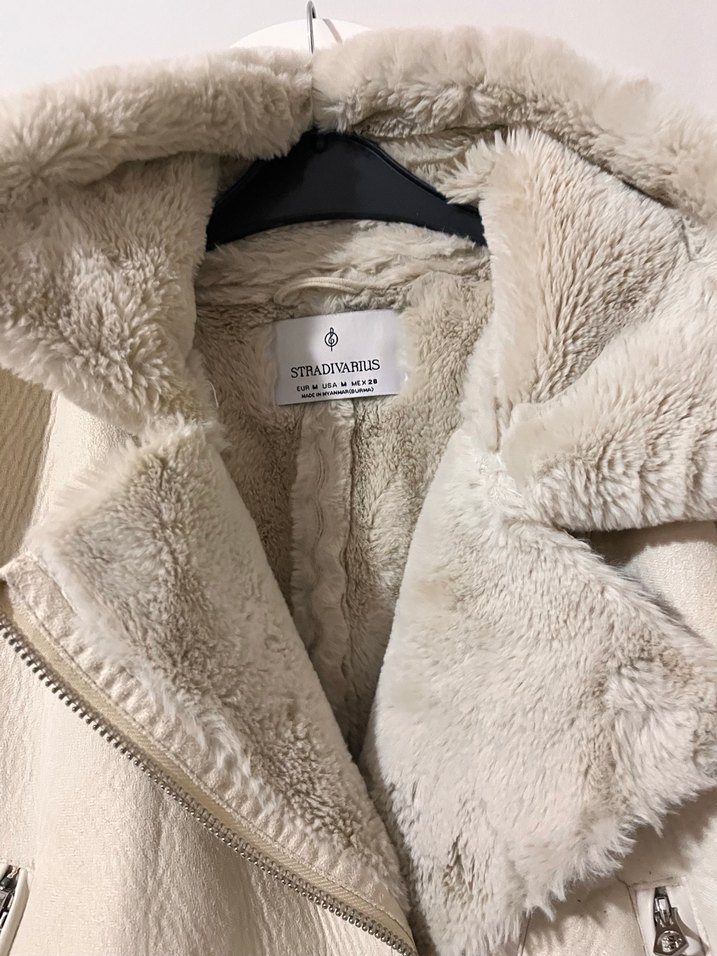 Bej Süet Kürklü Kadın Ceket - Görsel 3