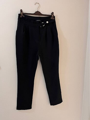 Siyah yüksek bel kumaş pantalon