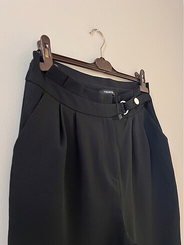 xl Beden siyah Renk Siyah yüksek bel kumaş pantalon