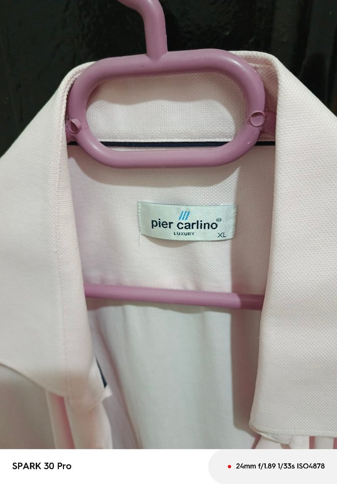 Pembe Pamuklu Düğmeli Erkek Gömlek sıfır ürün - Görsel 4