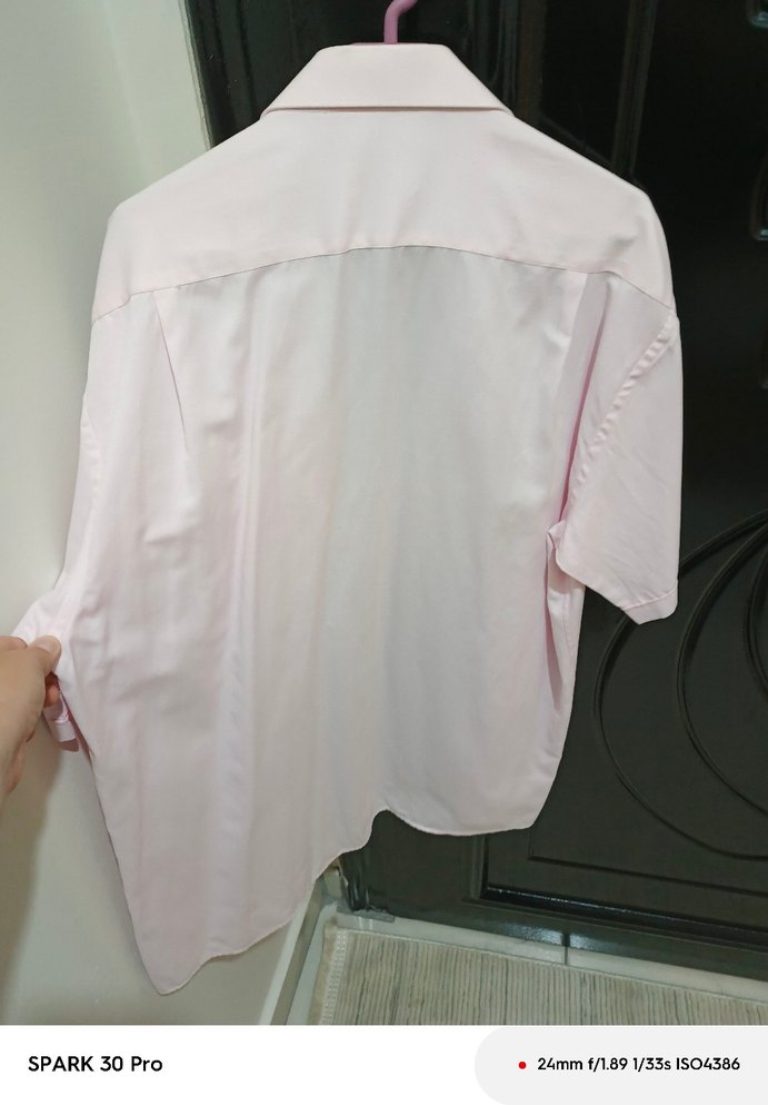 Pembe Pamuklu Düğmeli Erkek Gömlek sıfır ürün - Görsel 3