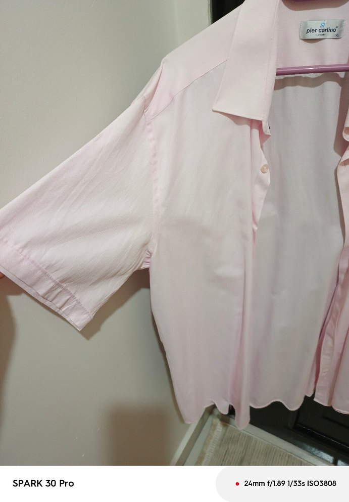 Pembe Pamuklu Düğmeli Erkek Gömlek sıfır ürün - Görsel 2