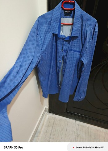 Mavi Düğmeli Erkek Gömlek - Görsel 5