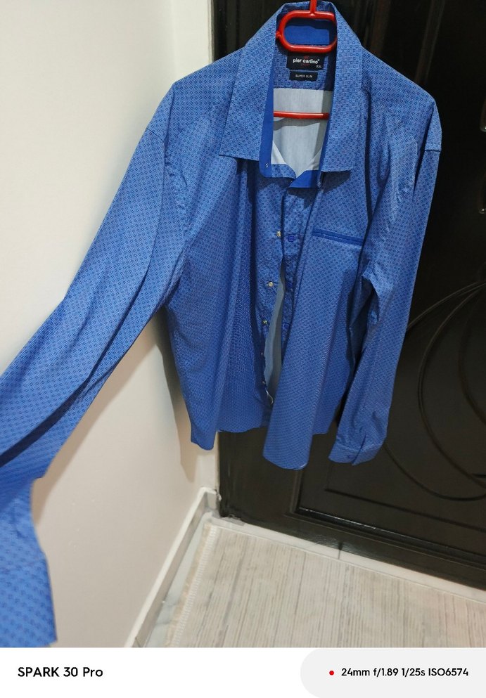 Mavi Düğmeli Erkek Gömlek - Görsel 5