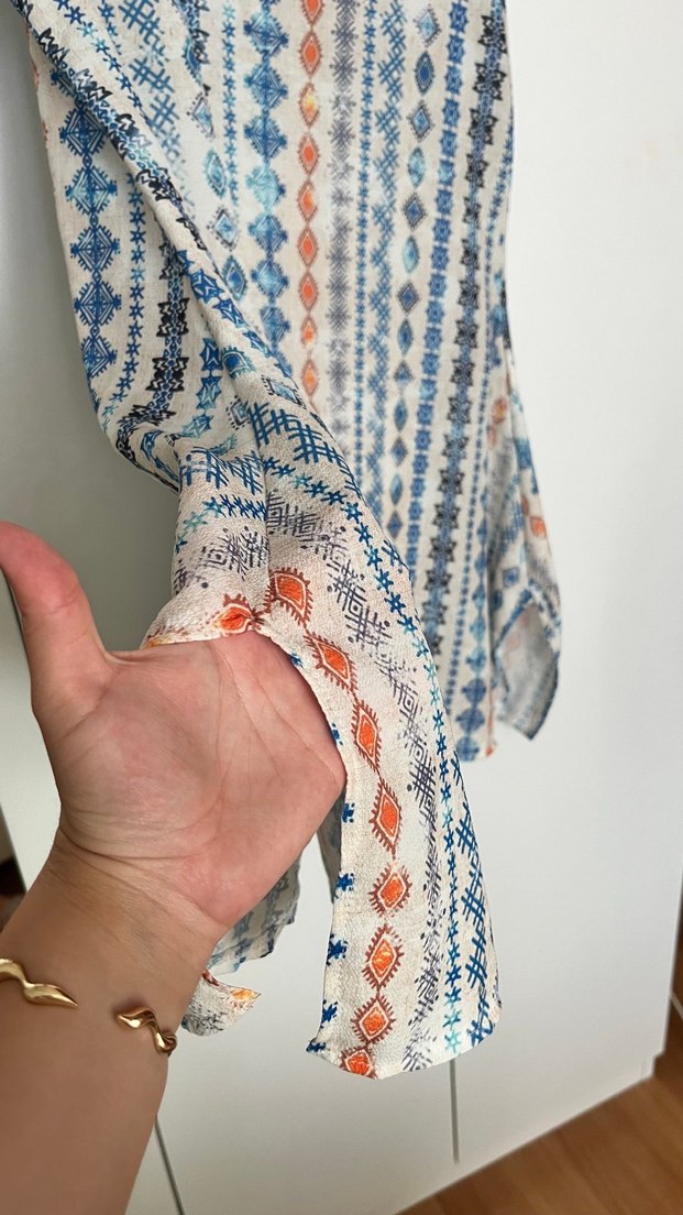 Bohem Çok Renkli V Yaka Salaş  Pareo - Görsel 2