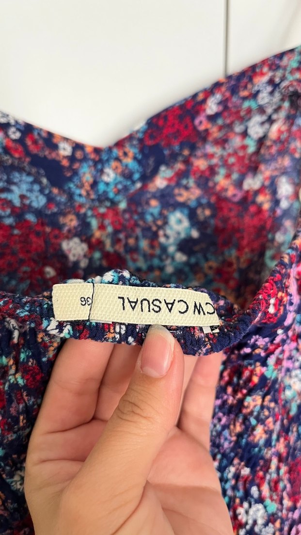 Çiçek Desenli Askılı Elbise - Görsel 2