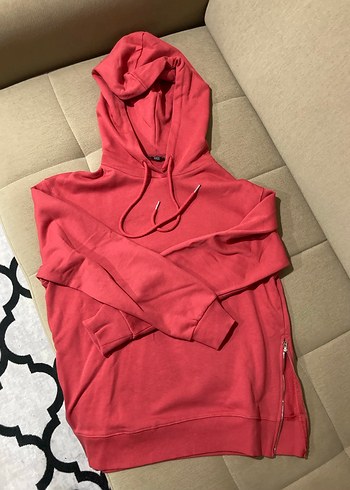 Kadın Kırmızı Fermuarlı Sweatshirt - Görsel 4