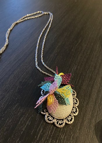 Renkli Nakışlı Boncuklu Bohem Kolye - Görsel 2