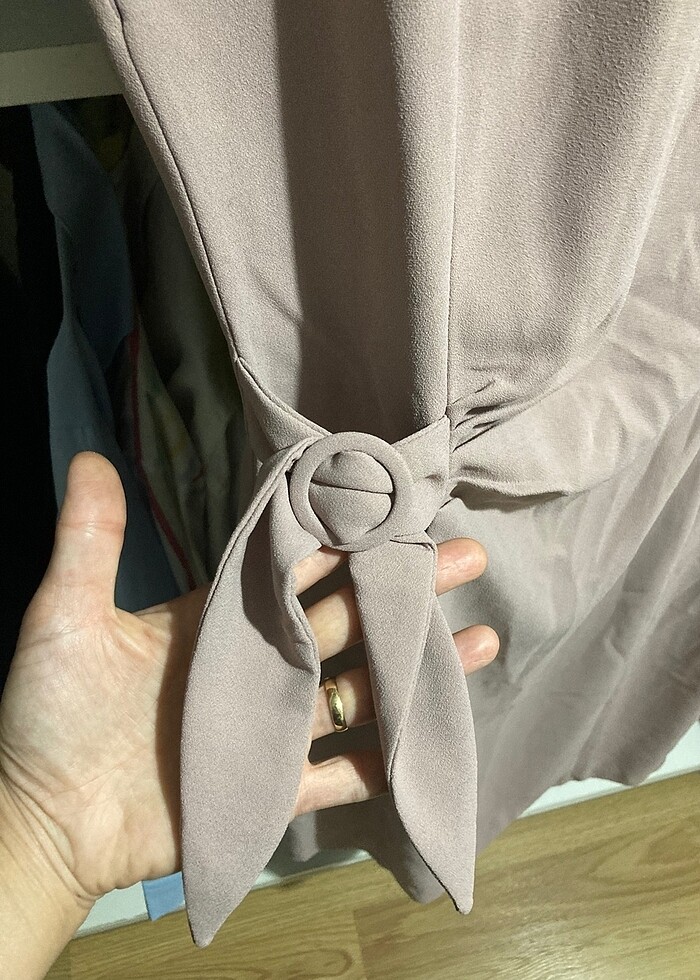 Klasik lila elbise - Görsel 3