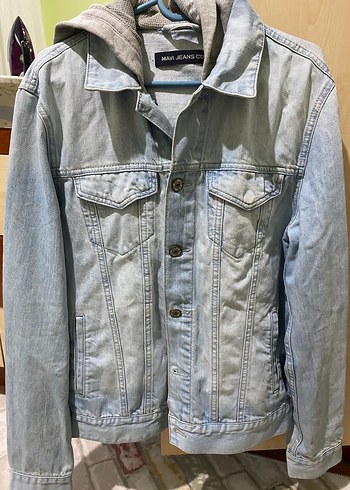 Gri Düğmeli Erkek Denim Ceket