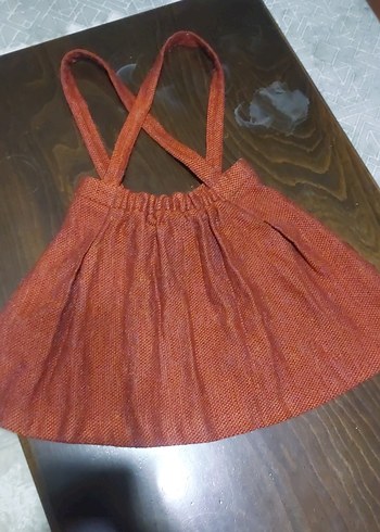 Kız Çocuk Kırmızı Pilili Askılı Elbise - Görsel 3