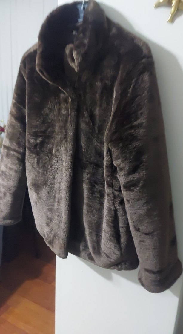 Kadın Kahverengi Suni Kürk Midi Ceket - Görsel 3