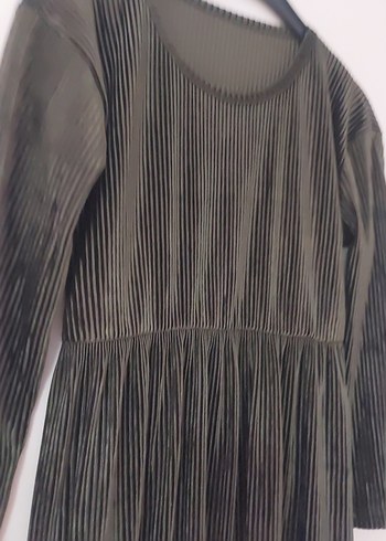 Kadın Siyah Pilili Uzun Kollu Elbise - Görsel 3