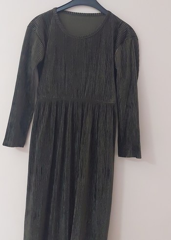 Kadın Siyah Pilili Uzun Kollu Elbise - Görsel 2