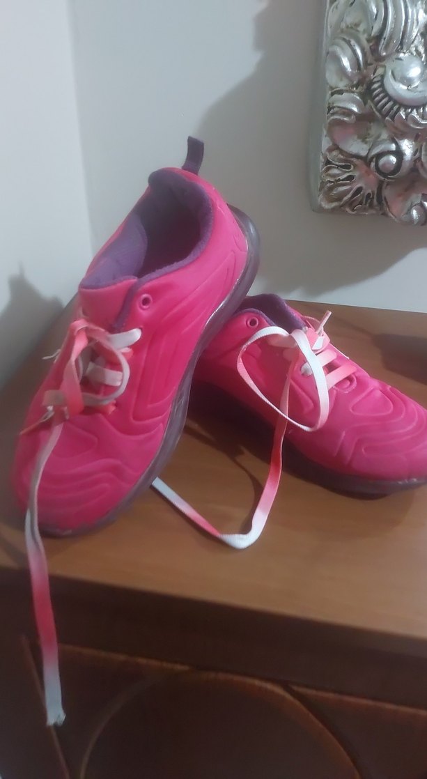 Pembe Elastik Bağcıklı Kadın Spor Ayakkabı - Görsel 4