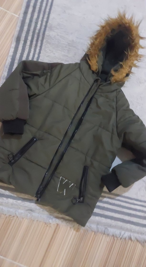 Kürklü Kapüşonlu cocuk Kışlık Kısa Mont - Görsel 2